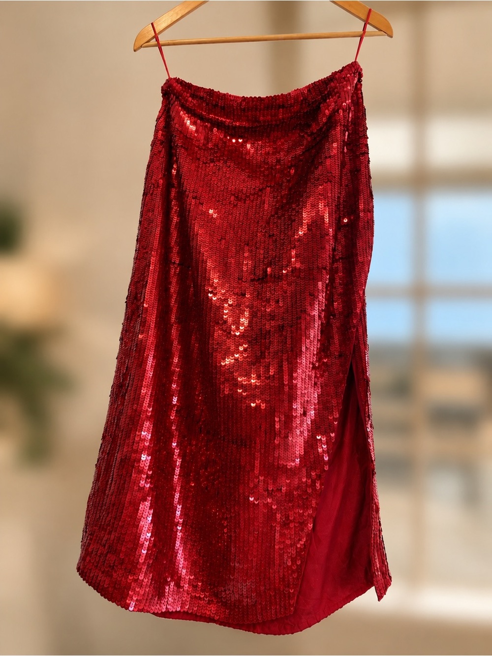 ASOS Red Sequin Midi Skirt — Size L

❤️ New without tags | never worn
